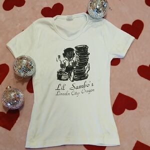 Rare 1960s Lil' Sambo's White  T-Shirt Htf Vintage Item